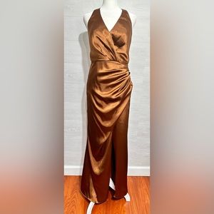 Galina Signature Charmeuse Halter Bridesmaid Dress Size 6